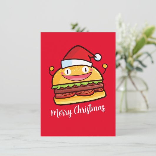 Pas de kersthamburger aan kaart (Staand voorkant)