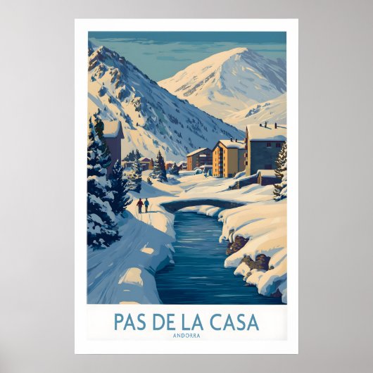 Pas de la Casa Andorra Kunstprint Winterdorp Poster (Voorkant)