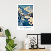 Pas de la Casa Andorra Kunstprint Winterdorp Poster (Thuiskantoor)