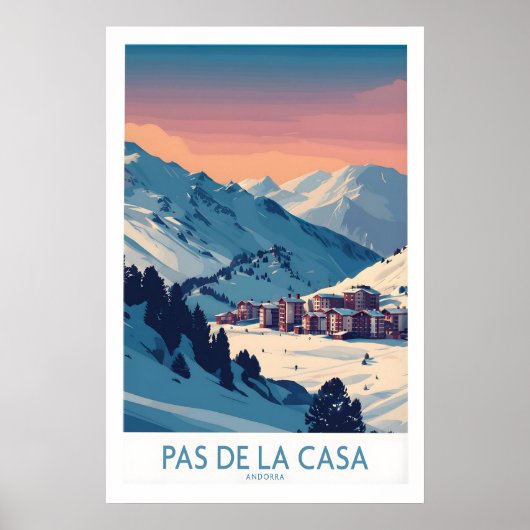 Pas de la Casa Andorra Poster Pyreneeën Skigebied (Voorkant)
