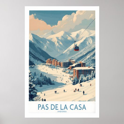 Pas de la Casa Andorra Skigebied Kunstprint Poster (Voorkant)