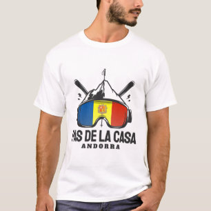 Pas De La Casa Andorra Skigebied Retro Skien  T-shirt