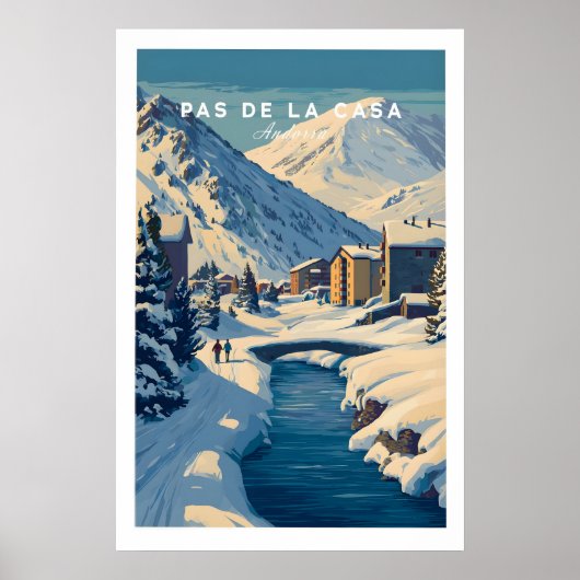 Pas de la Casa Pyreneeën Skidorp Uitzicht Print Wi (Voorkant)