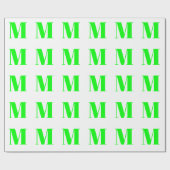 Pas de Letter met Initiaal aan, het neongroene wit Cadeaupapier (Vlak)