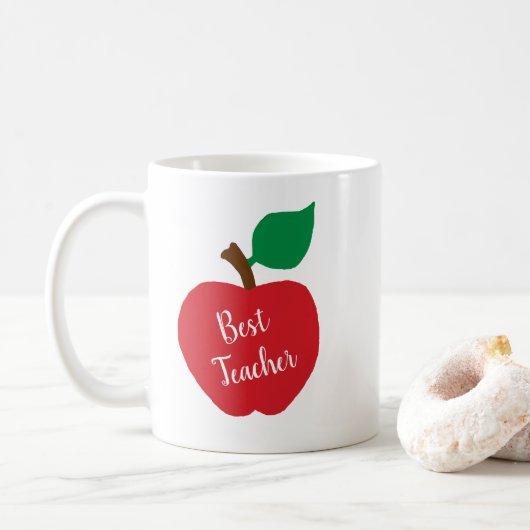 Pas de Mok Apple Best Teacher Coffee aan (Met donut)