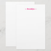 pas de naamtekst van de verandering witte fuchsia  briefpapier (Voorkant / Achterkant)