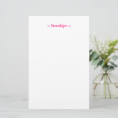 pas de naamtekst van de verandering witte fuchsia  briefpapier (Staand voorkant)
