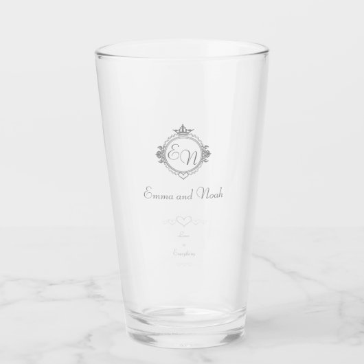 Pas de namen, initialen en frasen Love aan Glas (Voorkant)