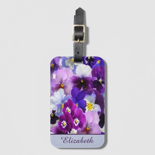 Pas de Paarse Blauwe Klantenblauw aan met de bloem Bagagelabel (Voorkant (verticaal))