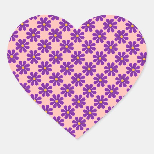 Pas de paarse bloemen van de Lente aan Hart Sticker (Voorkant)