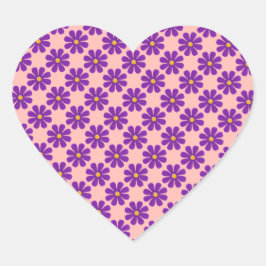 Pas de paarse bloemen van de Lente aan Hart Sticker