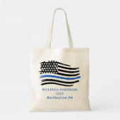Pas de politie van de wetshandhaving in blauwe lij tote bag (Achterkant)