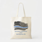 Pas de politie van de wetshandhaving in blauwe lij tote bag (Voorkant)
