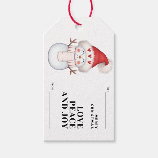 Pas de prettige kerstcadeauLabels van Snowman aan Cadeaulabel (Voorkant)