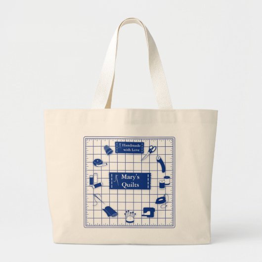 Pas de Quilt Tijd van het Etiket aan Grote Tote Bag (Voorkant)