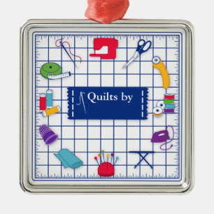 Pas de Quilt Tijd van het Etiket aan Metalen Ornament