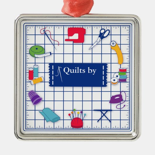 Pas de Quilt Tijd van het Etiket aan Metalen Ornament (Voorkant)