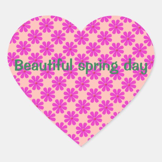 Pas de roze voorjaarsbloemen aan hart sticker (Voorkant)