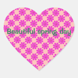 Pas de roze voorjaarsbloemen aan hart sticker