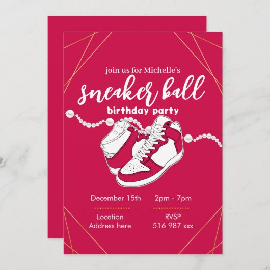 Pas de sjabloon van de sneaker ball-uitnodiging aa kaart (Voorkant / Achterkant)