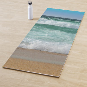 Pas de Sjabloon Zachte Zee-golven Zand-strand aan Yogamat