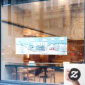Pas de sneeuwscène van de winterverkoop aan tot %  raamsticker (Cafe Raam)