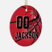 Pas de Super Star Player Red Basketball aan Keramisch Ornament (Rechts)