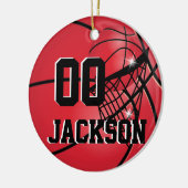 Pas de Super Star Player Red Basketball aan Keramisch Ornament (Links)