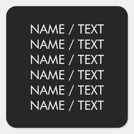 Pas de tekst van de Naam minimalistisch elegant zw Vierkante Sticker (Voorkant)