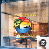 Pas de vishaakset voor de winkelpui aan raamsticker (Cafe Raam)