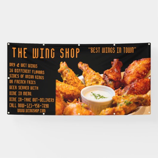 Pas Delicious Chicken Wings Restaurant Large aan Spandoek (Horizontaal)