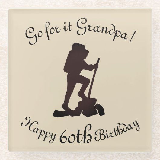 Pas deze 60e verjaardag van de wieg aan opa glazen onderzetter (Voorkant)