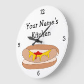 Pas deze Hete Dog in Bun Food Graphic aan Grote Klok (Hoek)