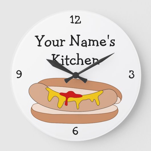 Pas deze Hete Dog in Bun Food Graphic aan Grote Klok (Voorkant)