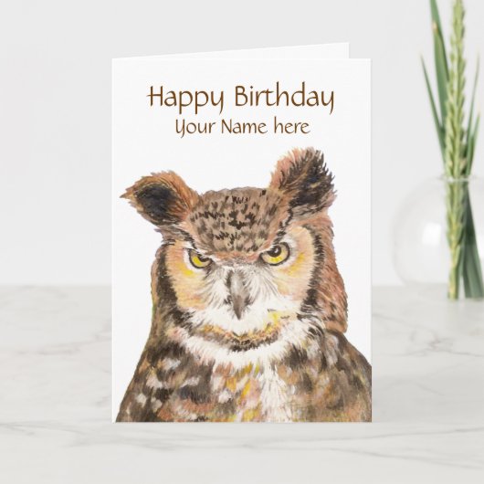 Pas deze Insulting Cute Owl Birthday Card aan Kaart (Voorkant)