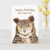 Pas deze Insulting Cute Owl Birthday Card aan Kaart (Gele Bloem)