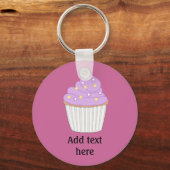Pas deze Lila Cupcake-afbeelding aan Sleutelhanger (Voorkant)