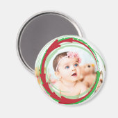 Pas deze Ronde Kerstfoto Magnet aan (Voorkant / Achterkant)