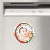 Pas deze Ronde Kerstfoto Magnet aan (Insitu (Vaatwasser))