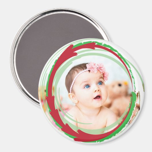 Pas deze Ronde Kerstfoto Magnet aan (Voorkant / Achterkant)