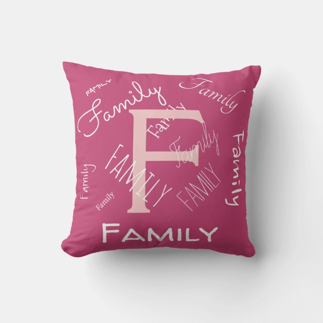 Pas deze sjabloon, MONOGRAM, FAMILIE, NAAM aan Kussen (Voorkant)
