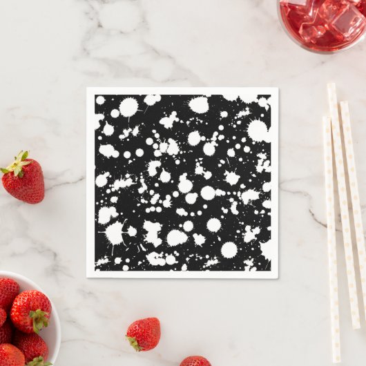 Pas deze zwart-wit Splatter Paint Art aan Servetten (Insitu)