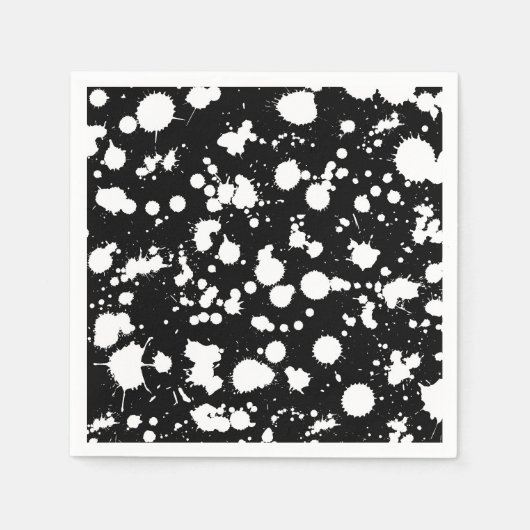 Pas deze zwart-wit Splatter Paint Art aan Servetten (Voorkant)