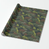 Pas Dinosaur Silhouette Camouflaged Birthday aan Cadeaupapier (Uitgerold)