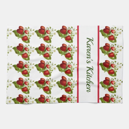Pas dit aardbeienpatroon Kitchen aan Theedoek (Horizontaal)