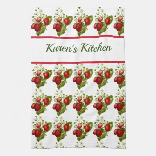 Pas dit aardbeienpatroon Kitchen aan Theedoek (Verticaal)