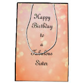 Pas dit Happy Birthday zuster aan Medium Cadeauzakje (Achterkant)