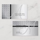 Pas dit monogram diamantstaal bord aan visitekaartje (Voorkant / Achterkant)