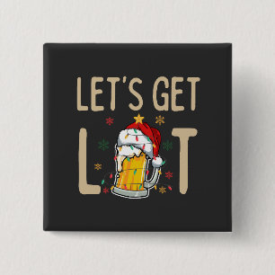 Pas dit ontwerp aan: Let's Get Lit Kerstman Hoed Vierkante Button 5,1 Cm