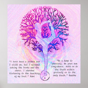 Pas dit Poster aan - Roze Yoga Yin Yang